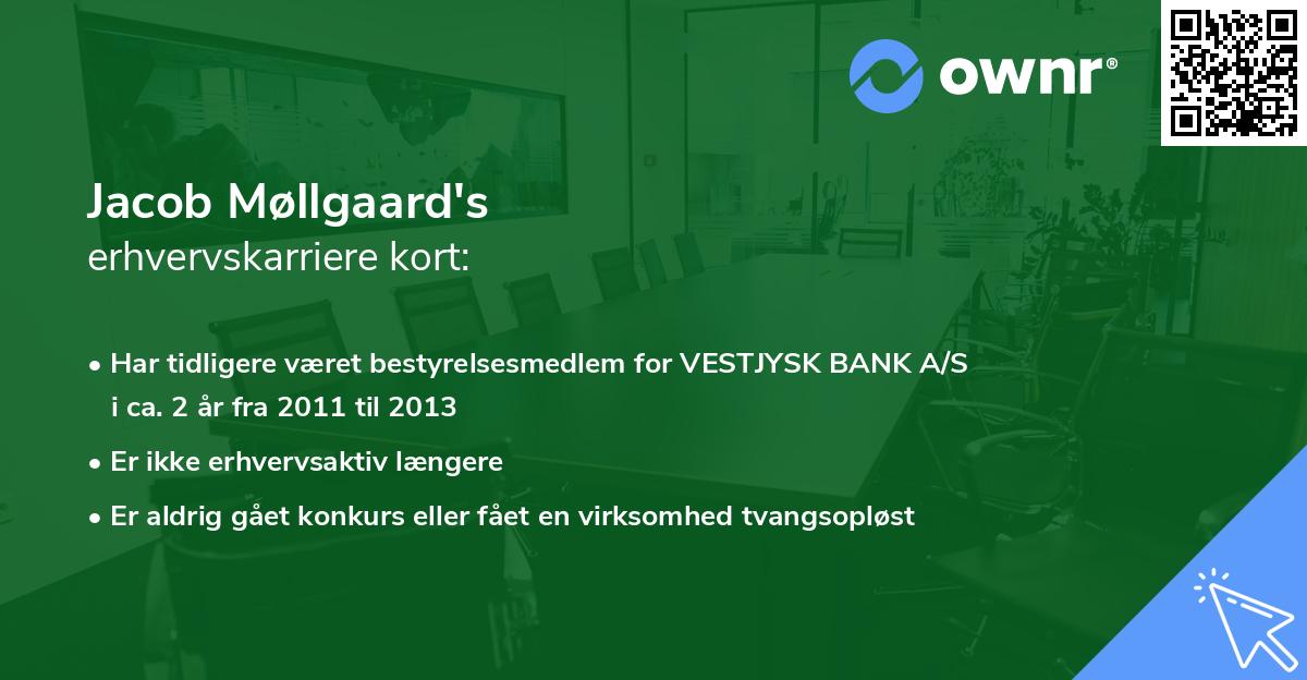 Jacob Møllgaard's erhvervskarriere kort