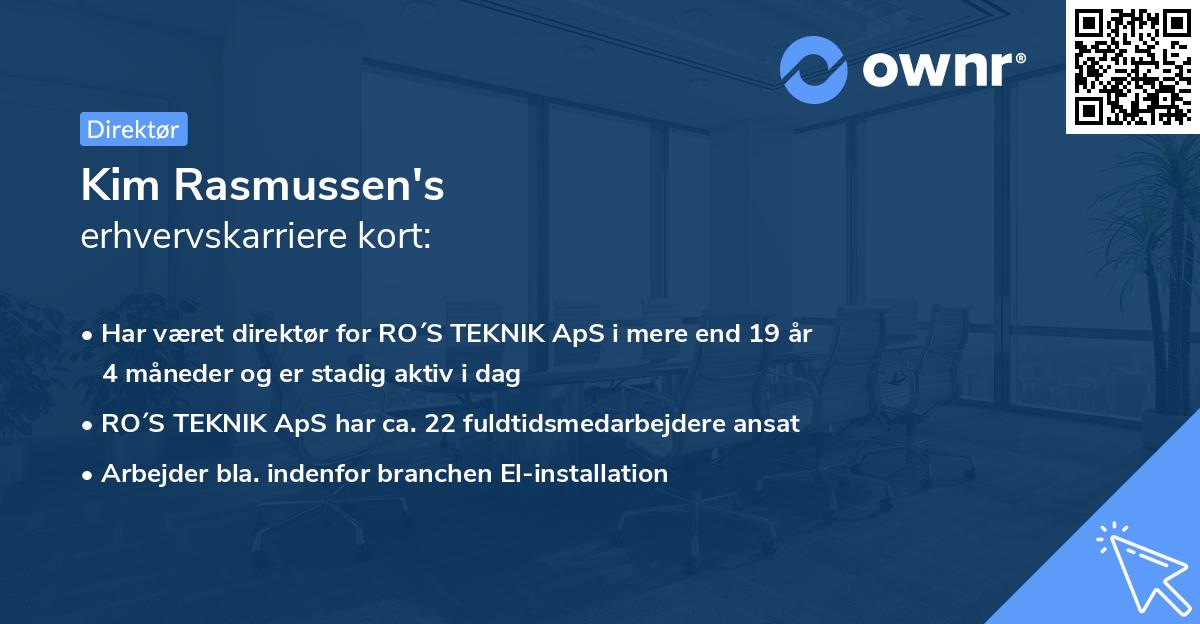 Kim Rasmussen's erhvervskarriere kort