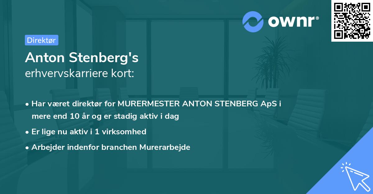 Anton Stenberg's erhvervskarriere kort