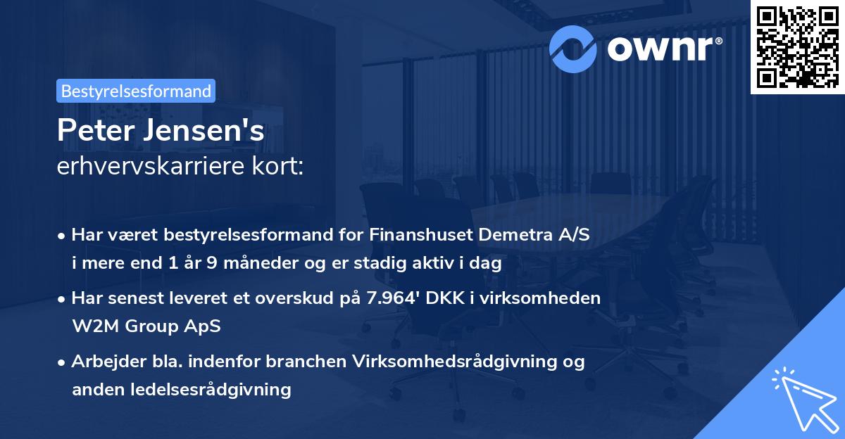 Peter Jensen's erhvervskarriere kort