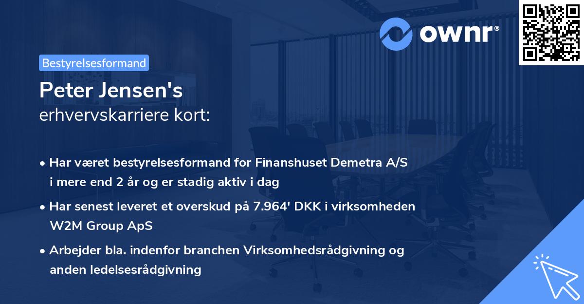 Peter Jensen's erhvervskarriere kort
