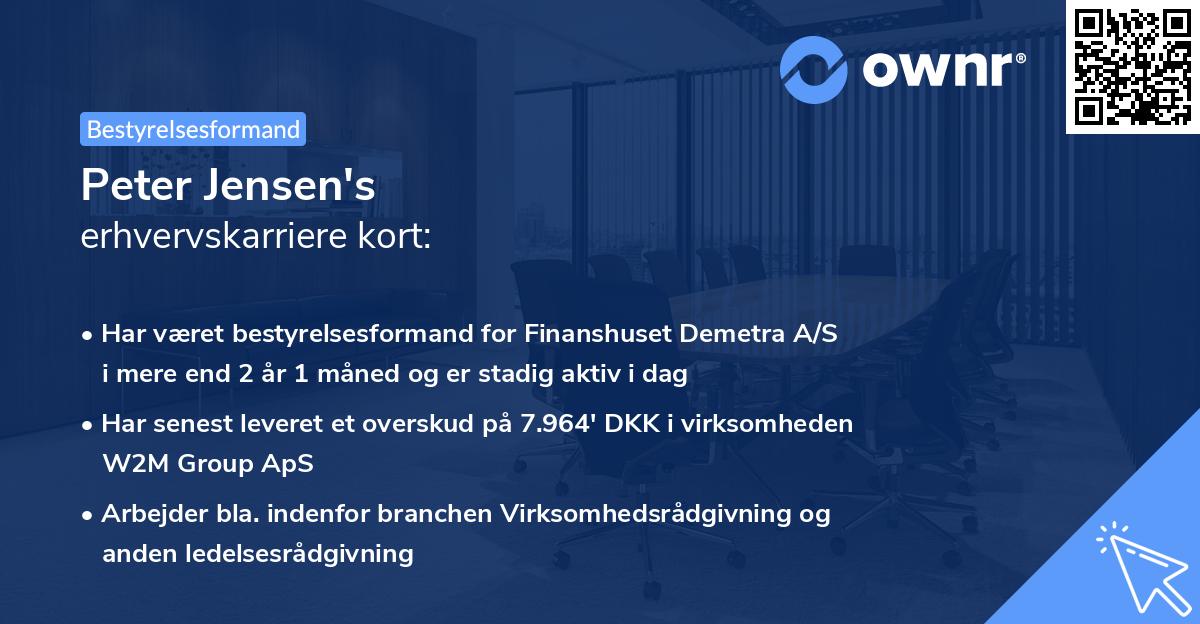 Peter Jensen's erhvervskarriere kort