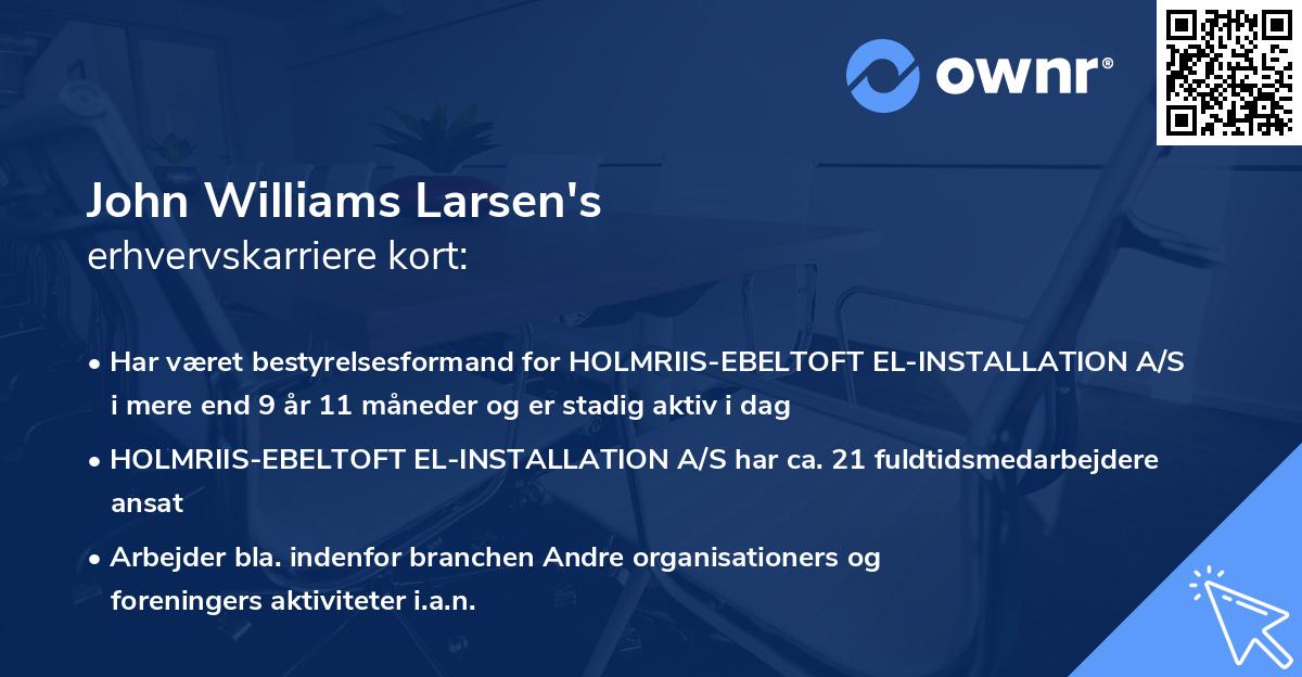 John Williams Larsen's erhvervskarriere kort