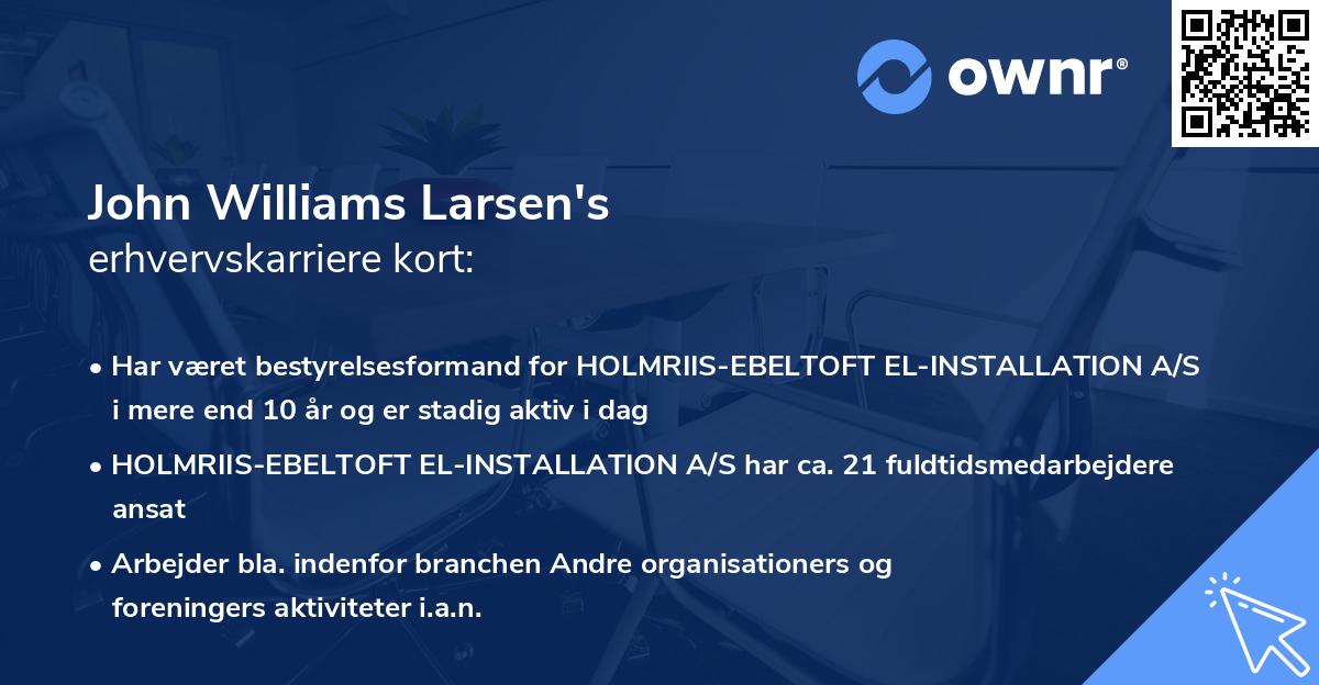 John Williams Larsen's erhvervskarriere kort