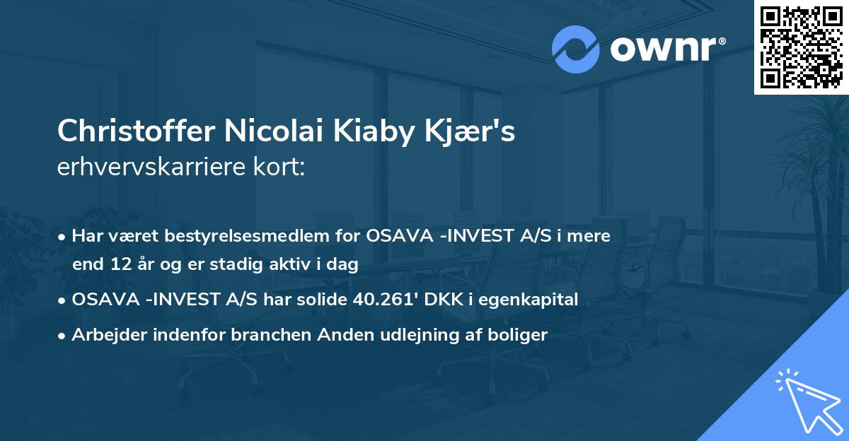 Christoffer Nicolai Kiaby Kjær's erhvervskarriere kort