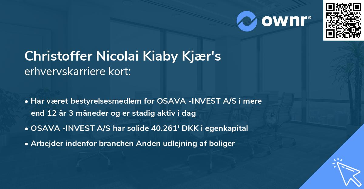 Christoffer Nicolai Kiaby Kjær's erhvervskarriere kort