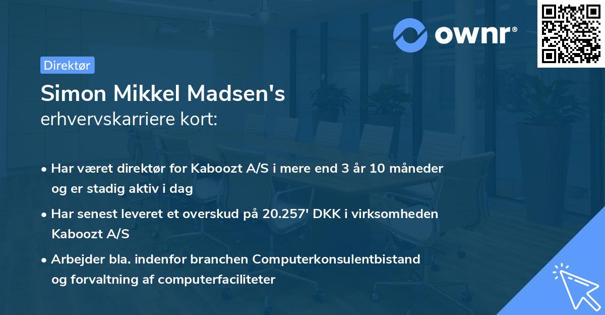 Simon Mikkel Madsen's erhvervskarriere kort
