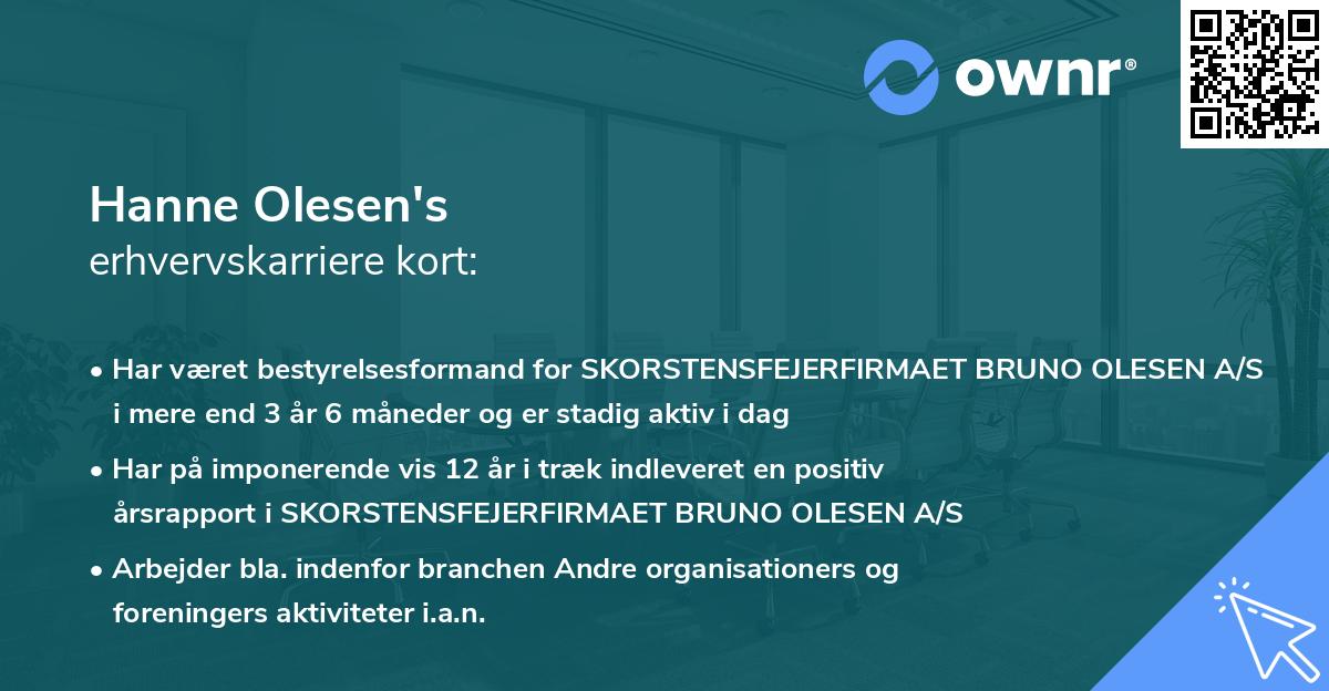 Hanne Olesen's erhvervskarriere kort