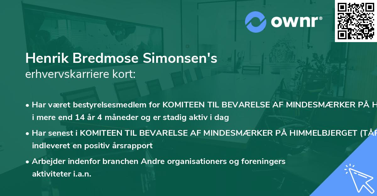 Henrik Bredmose Simonsen's erhvervskarriere kort
