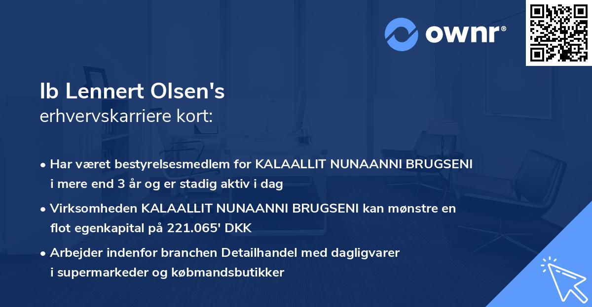Ib Lennert Olsen's erhvervskarriere kort