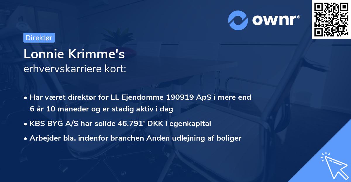 Lonnie Krimme's erhvervskarriere kort