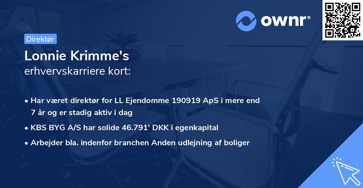 Lonnie Krimme's erhvervskarriere kort