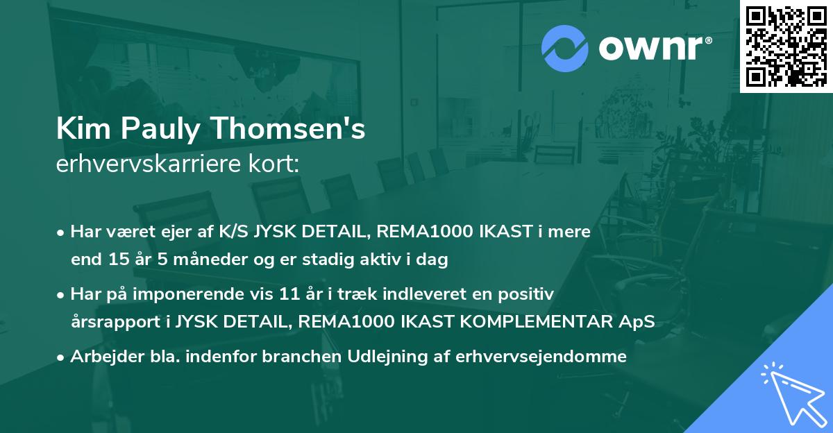Kim Pauly Thomsen's erhvervskarriere kort