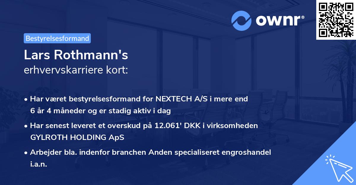 Lars Rothmann's erhvervskarriere kort