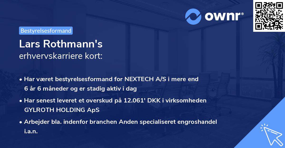 Lars Rothmann's erhvervskarriere kort