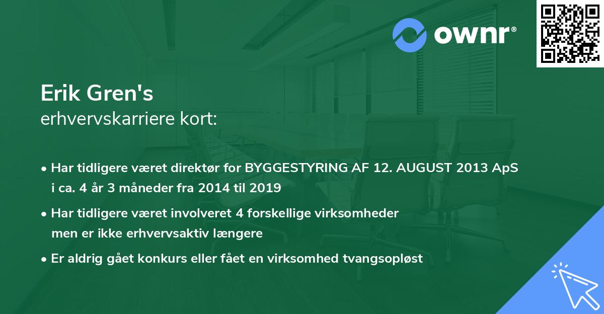 Erik Gren's erhvervskarriere kort