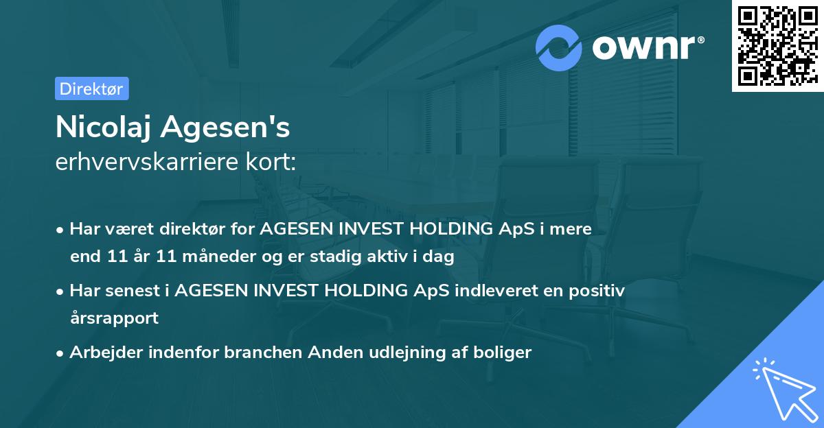 Nicolaj Agesen's erhvervskarriere kort