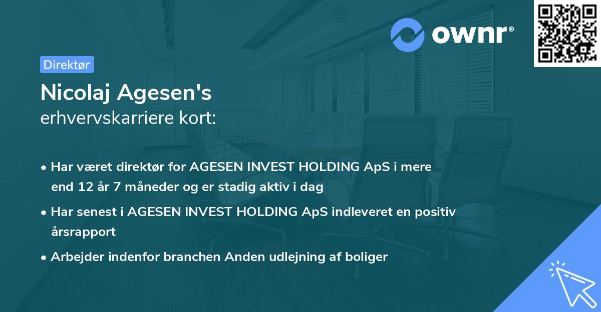 Nicolaj Agesen's erhvervskarriere kort