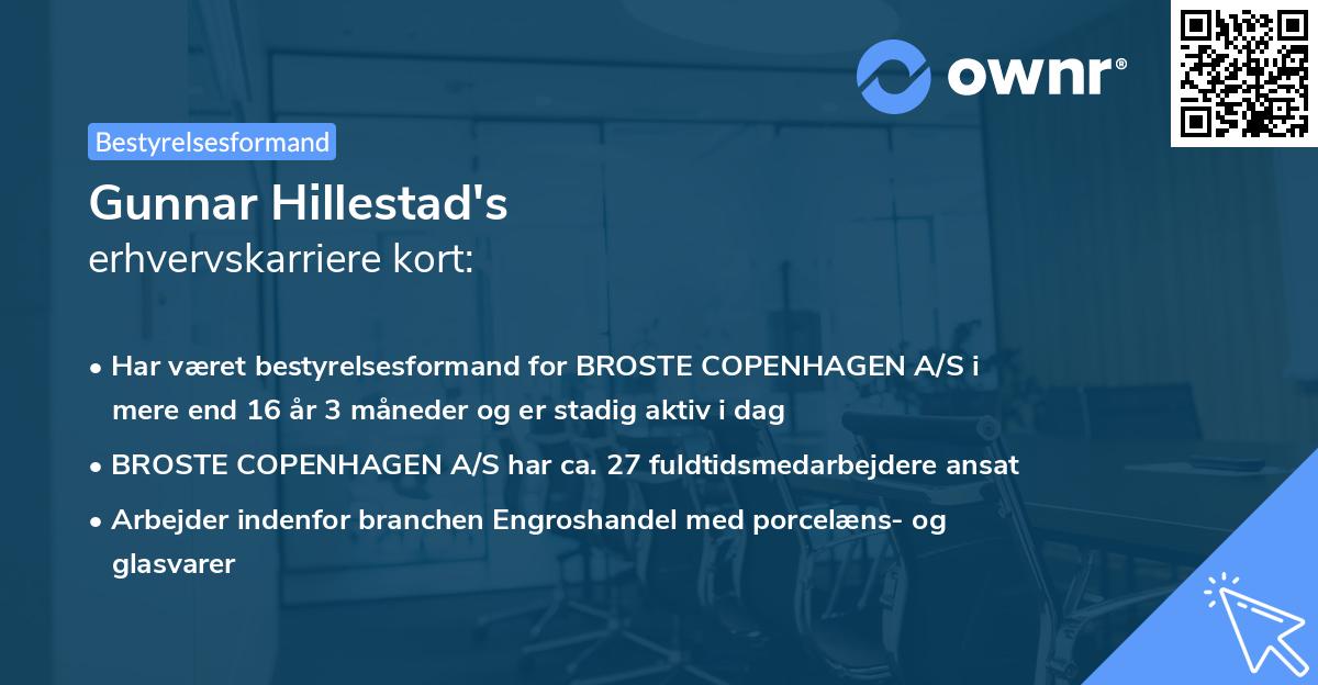 Gunnar Hillestad's erhvervskarriere kort