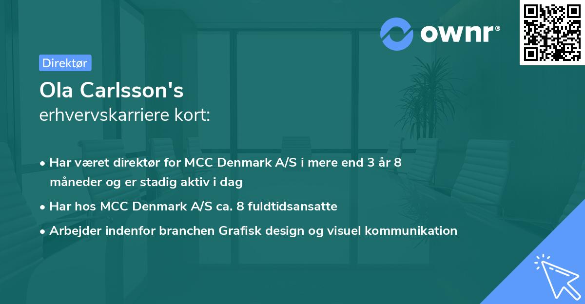 Ola Carlsson's erhvervskarriere kort