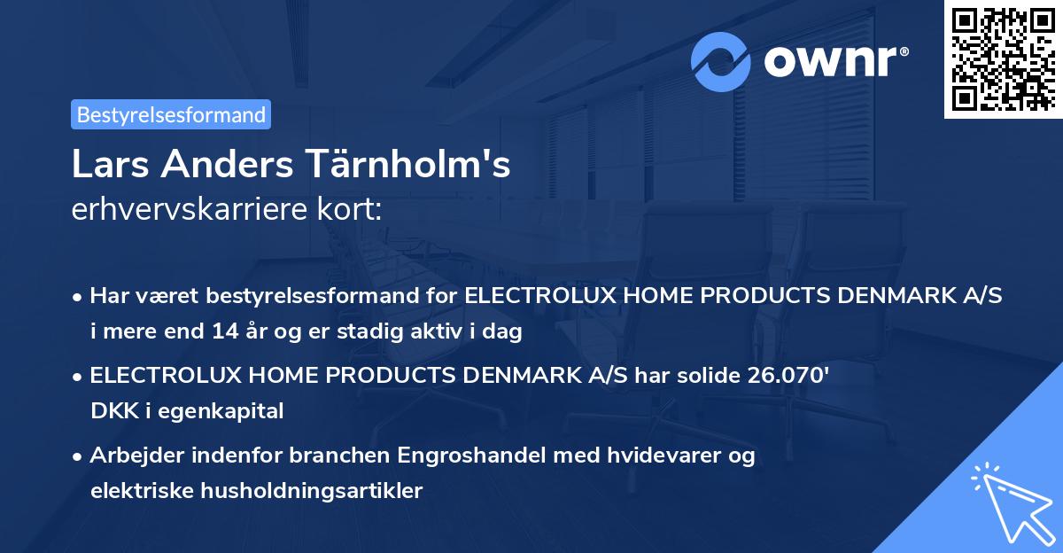Lars Anders Tärnholm's erhvervskarriere kort