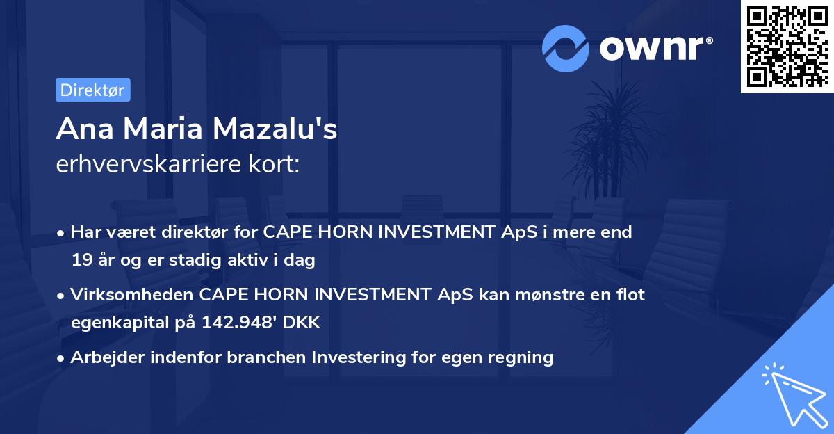 Ana Maria Mazalu's erhvervskarriere kort
