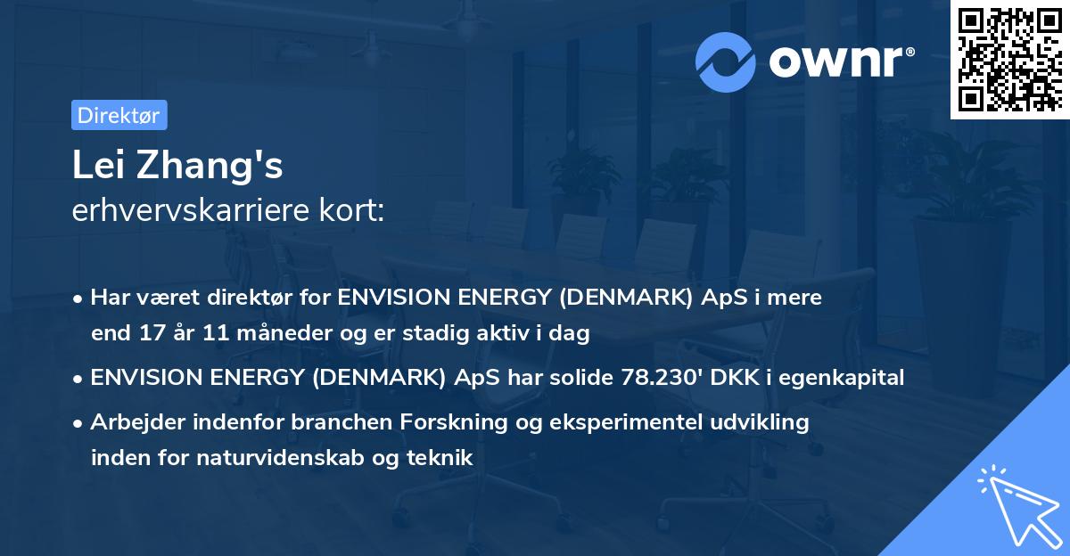 Lei Zhang's erhvervskarriere kort