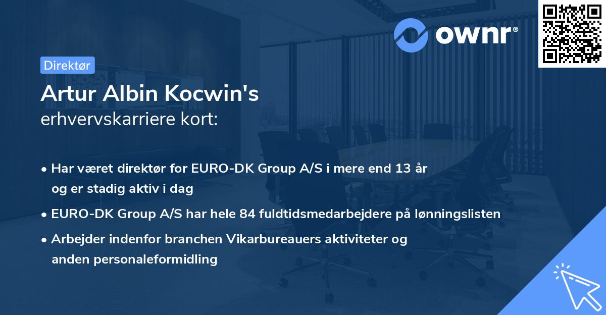 Artur Albin Kocwin's erhvervskarriere kort