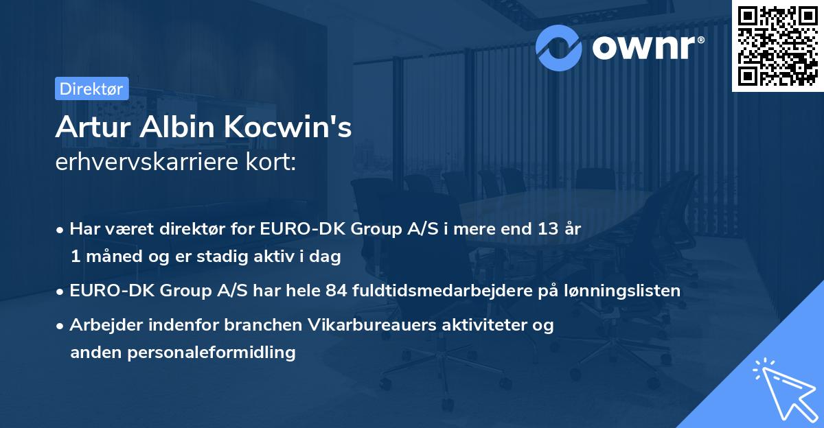 Artur Albin Kocwin's erhvervskarriere kort