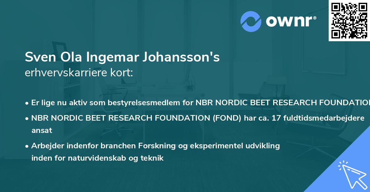 Sven Ola Ingemar Johansson's erhvervskarriere kort