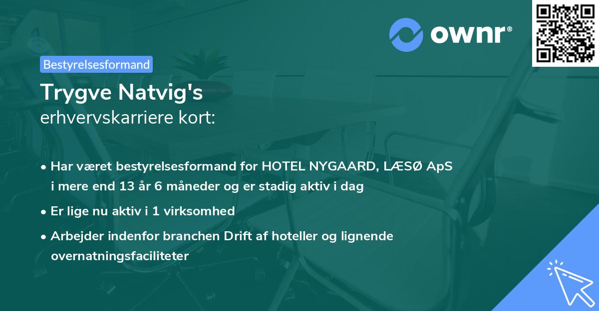 Trygve Natvig's erhvervskarriere kort