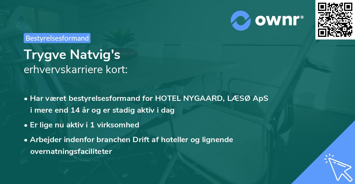 Trygve Natvig's erhvervskarriere kort