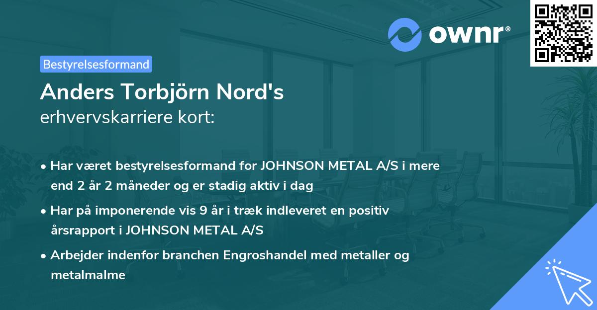 Anders Torbjörn Nord's erhvervskarriere kort