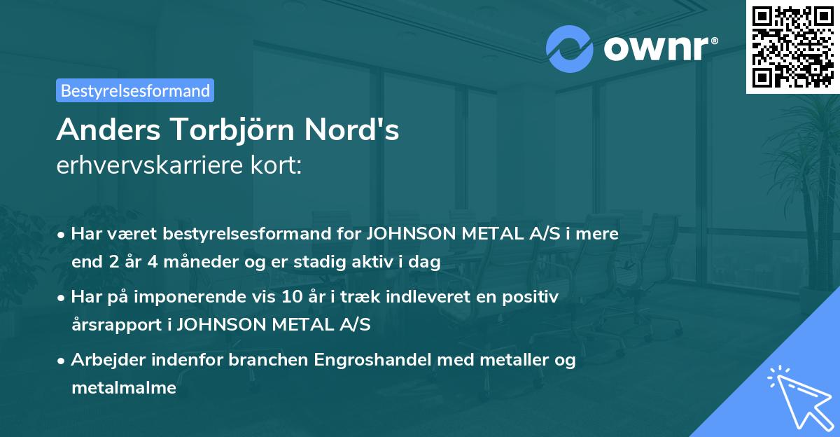 Anders Torbjörn Nord's erhvervskarriere kort