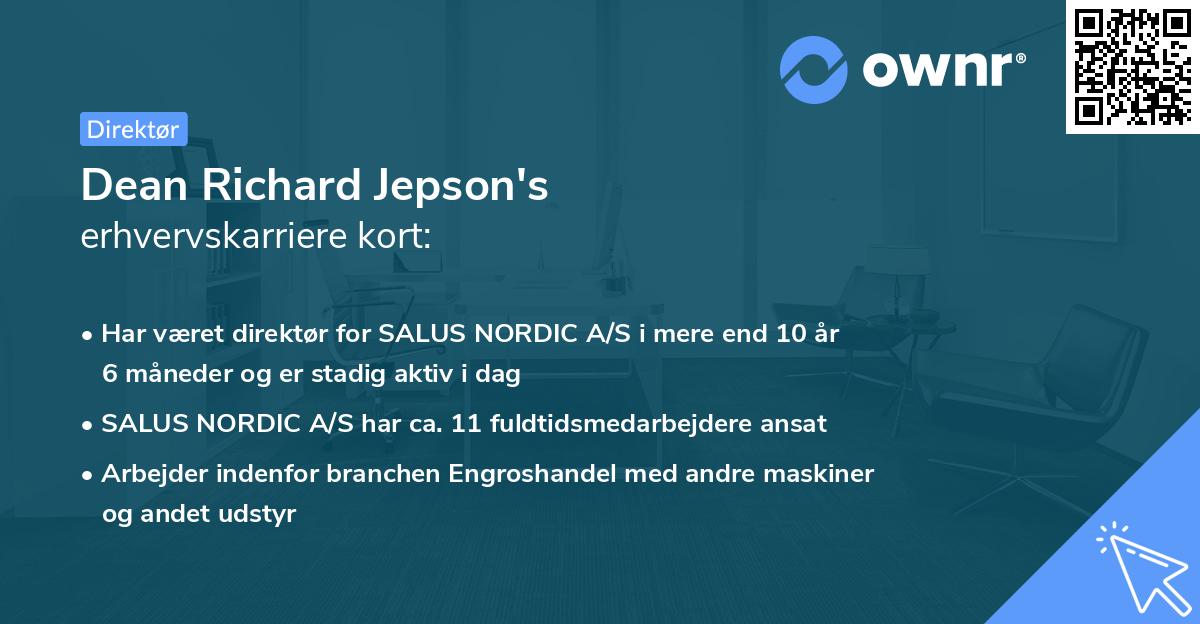 Dean Richard Jepson's erhvervskarriere kort