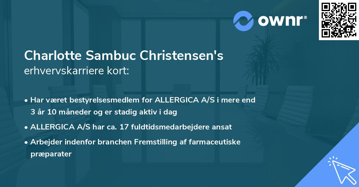 Charlotte Sambuc Christensen's erhvervskarriere kort