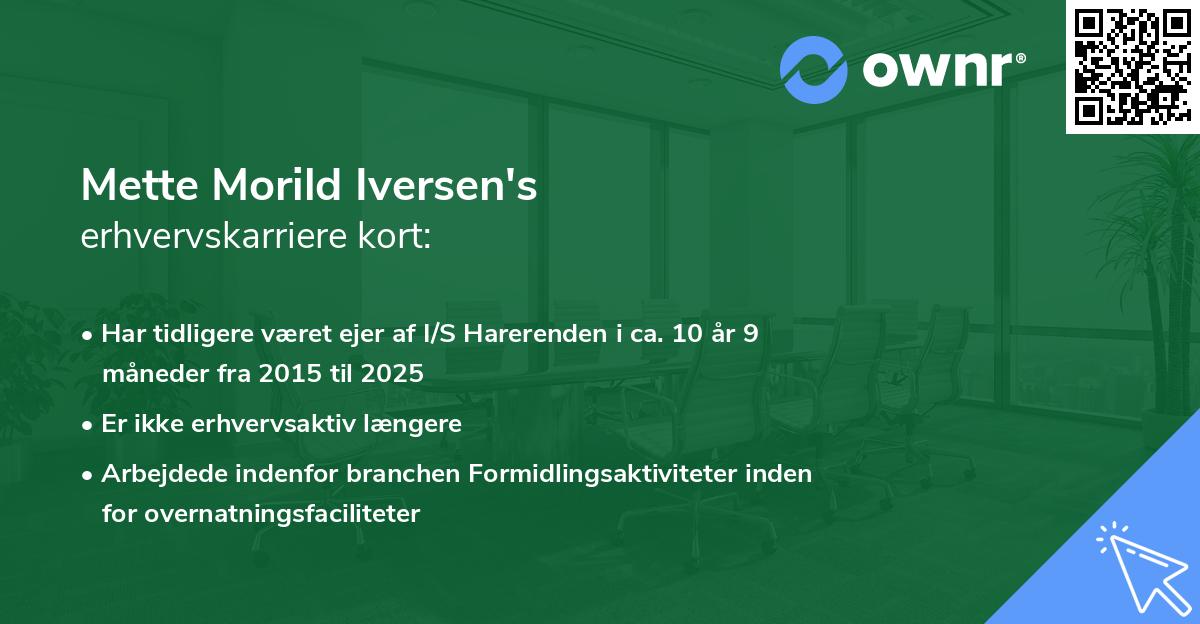 Mette Morild Iversen's erhvervskarriere kort