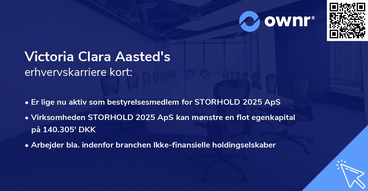 Victoria Clara Aasted's erhvervskarriere kort