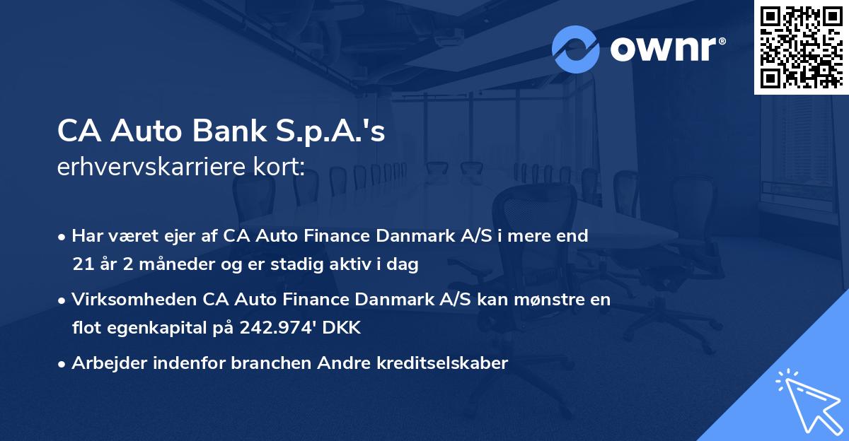CA Auto Bank S.p.A.'s erhvervskarriere kort