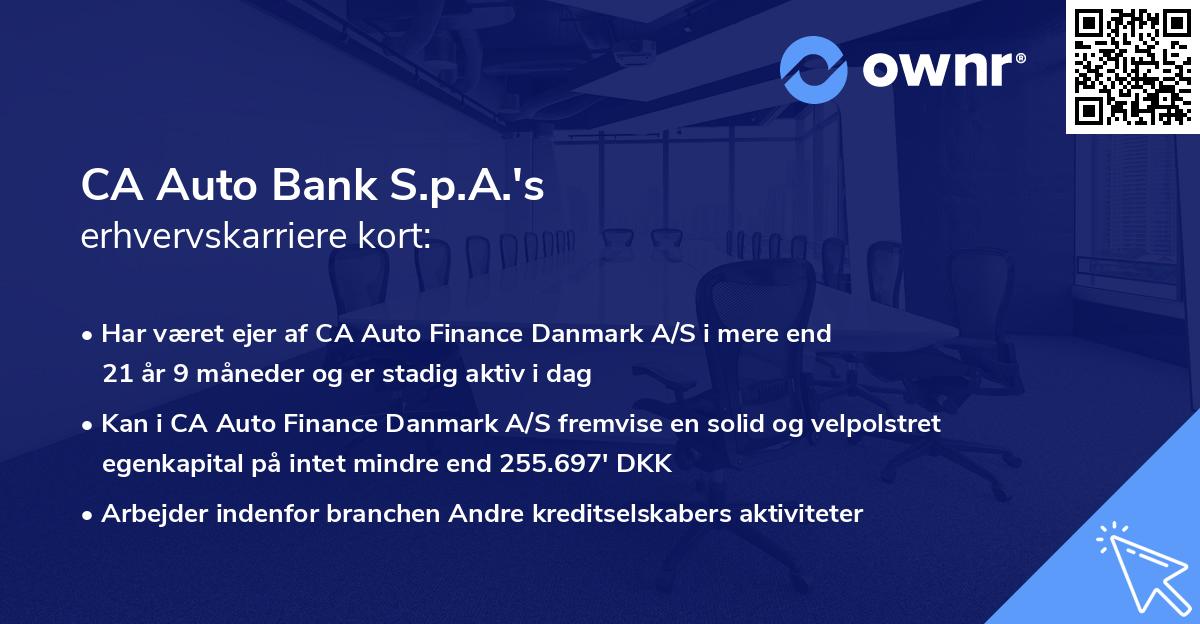 CA Auto Bank S.p.A.'s erhvervskarriere kort