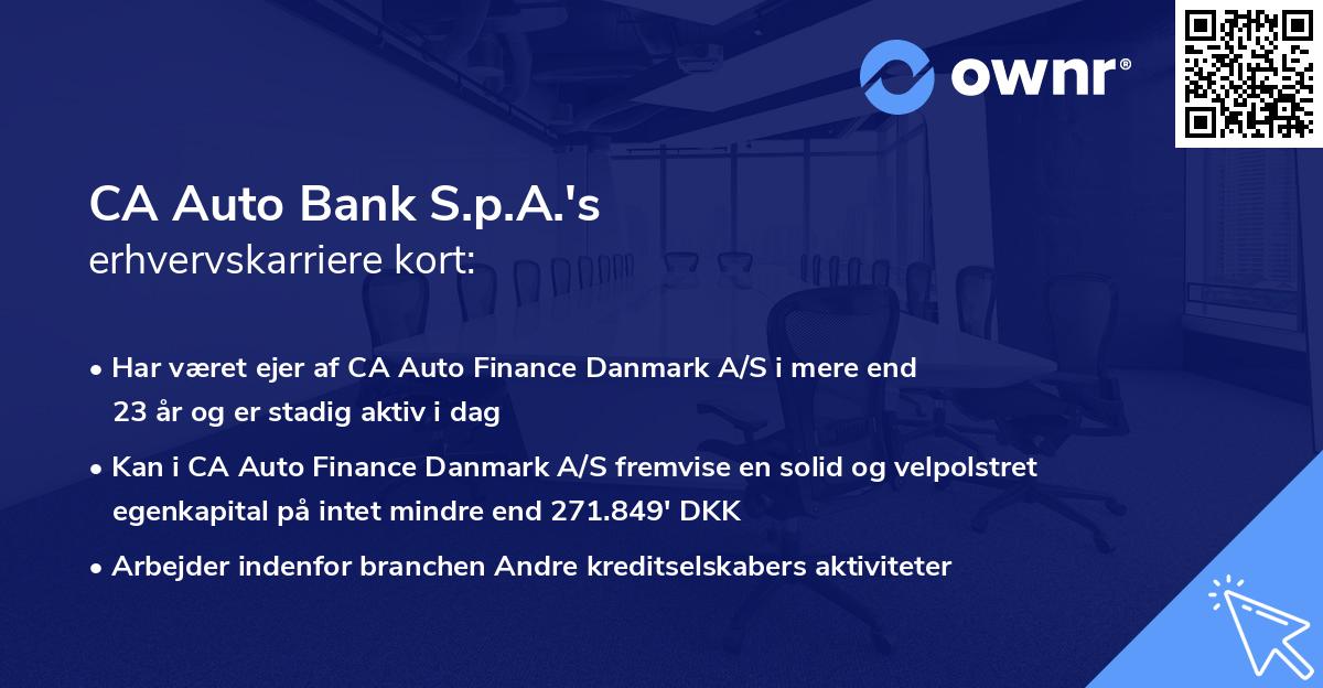 CA Auto Bank S.p.A.'s erhvervskarriere kort