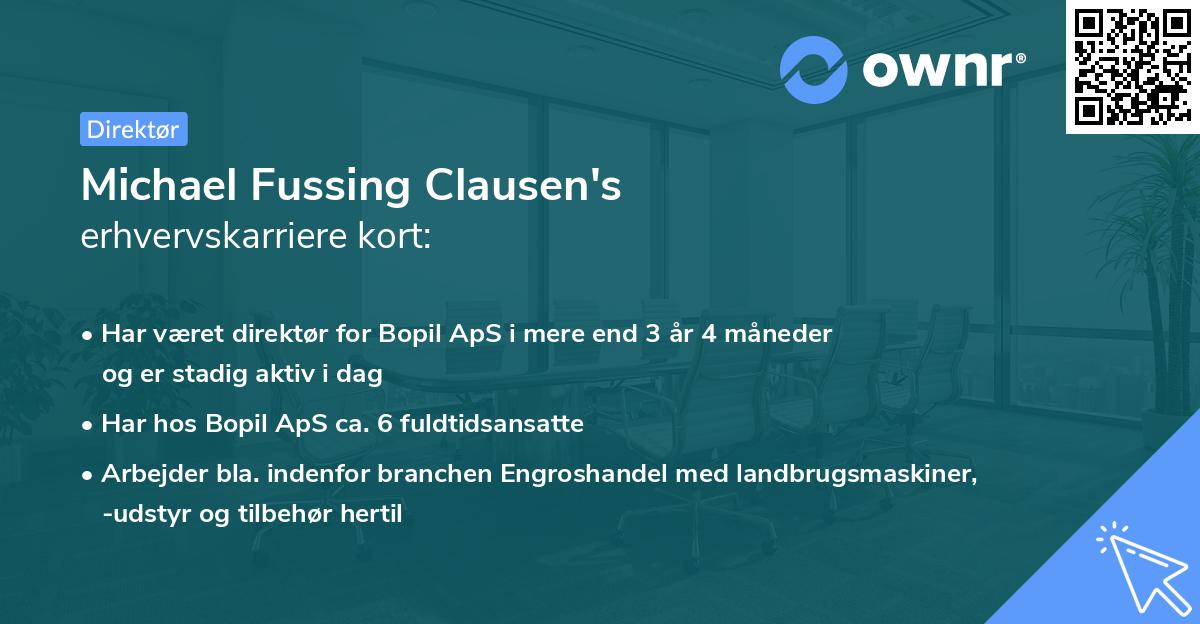 Michael Fussing Clausen's erhvervskarriere kort