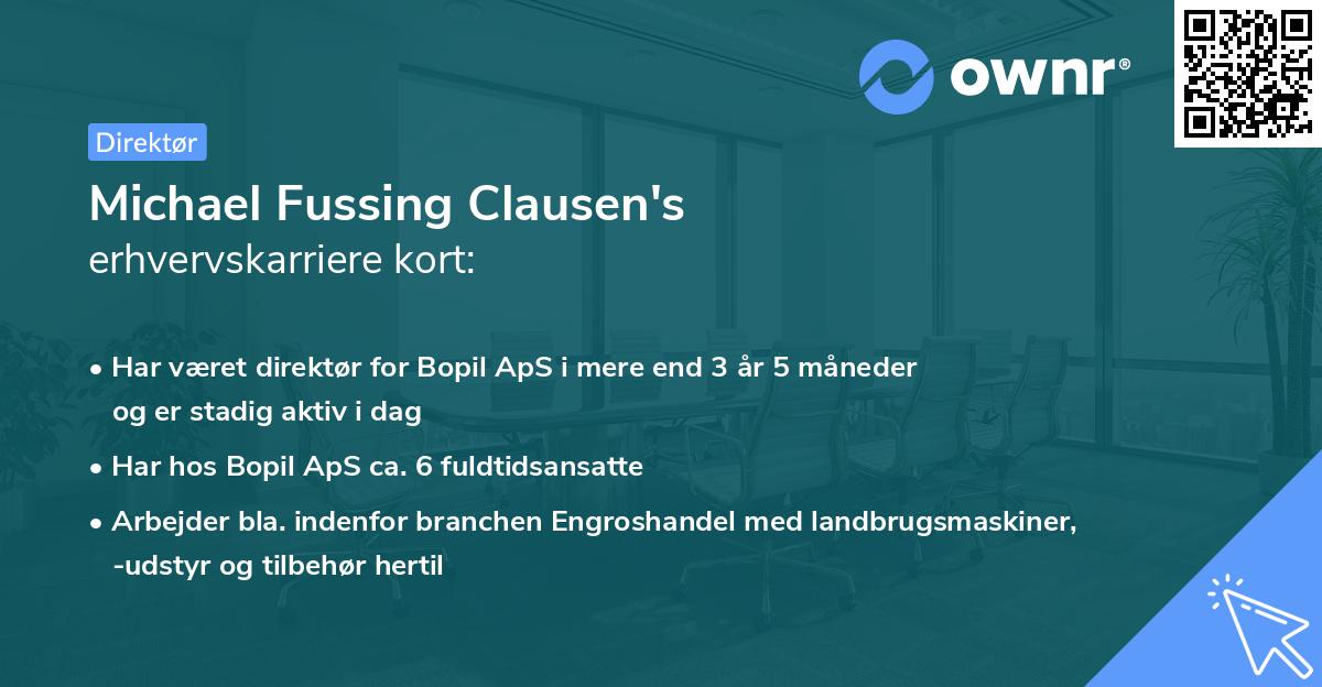 Michael Fussing Clausen's erhvervskarriere kort