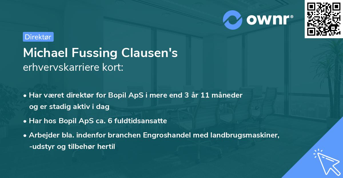 Michael Fussing Clausen's erhvervskarriere kort