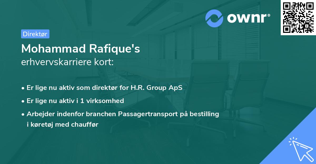 Mohammad Rafique's erhvervskarriere kort