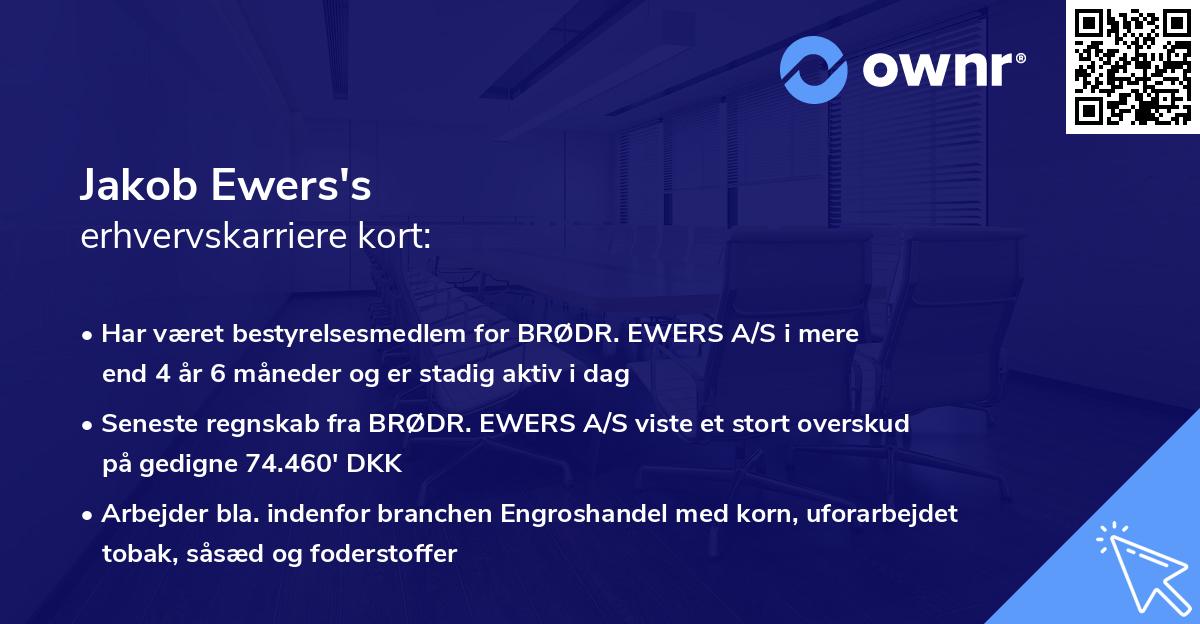 Jakob Ewers's erhvervskarriere kort