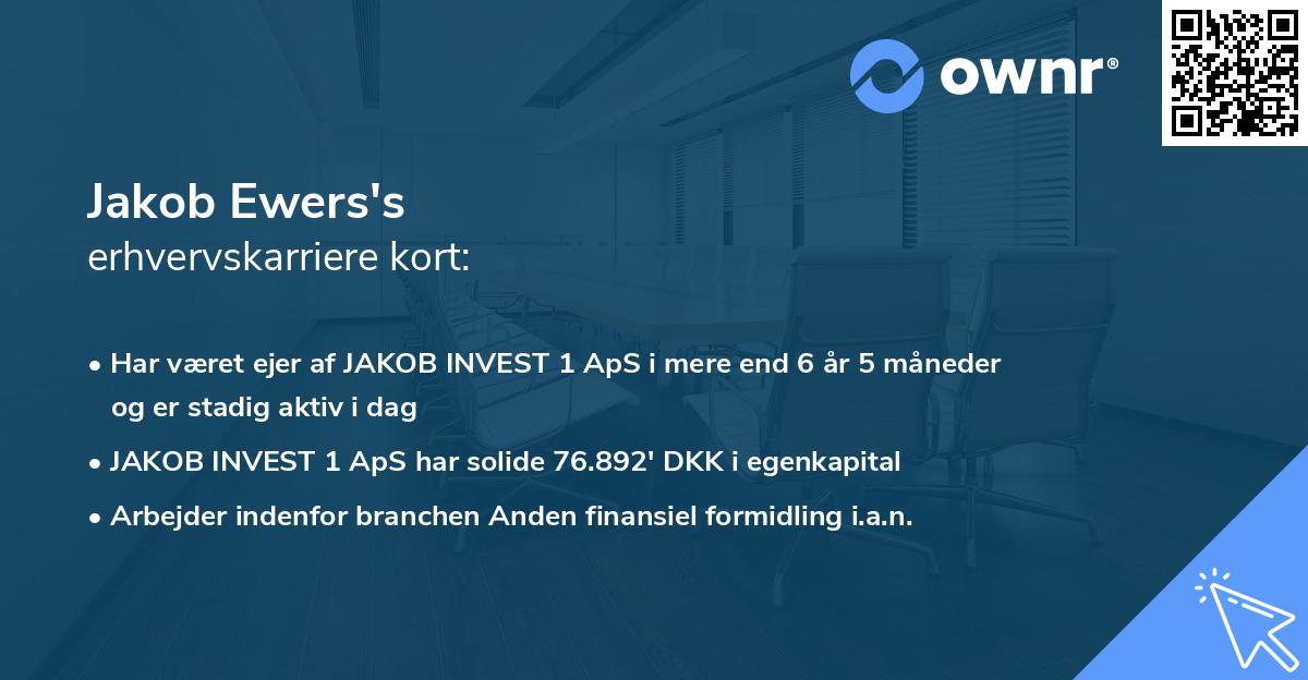Jakob Ewers's erhvervskarriere kort