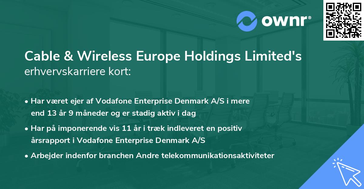 Cable & Wireless Europe Holdings Limited's erhvervskarriere kort