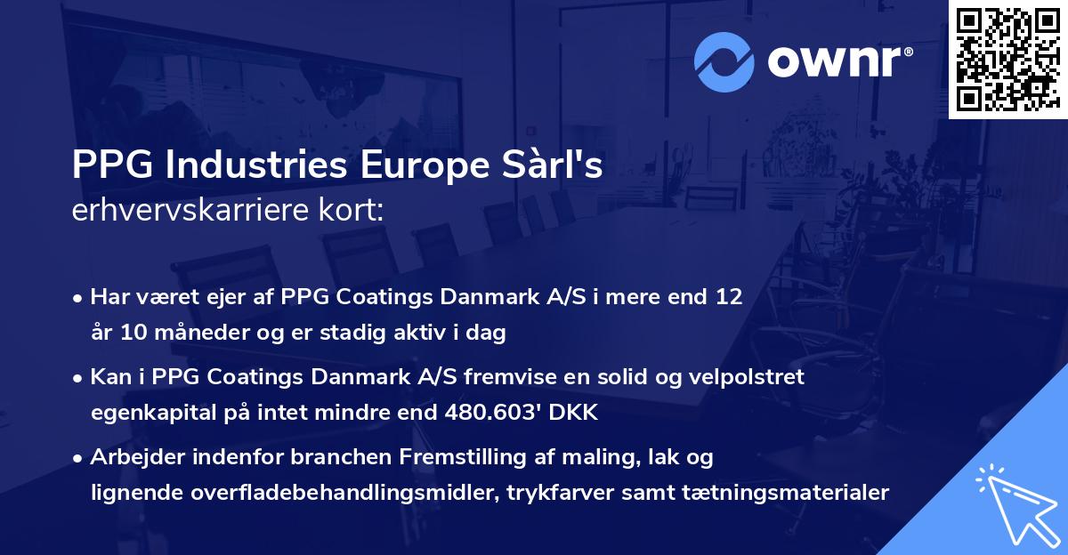 PPG Industries Europe Sàrl's erhvervskarriere kort