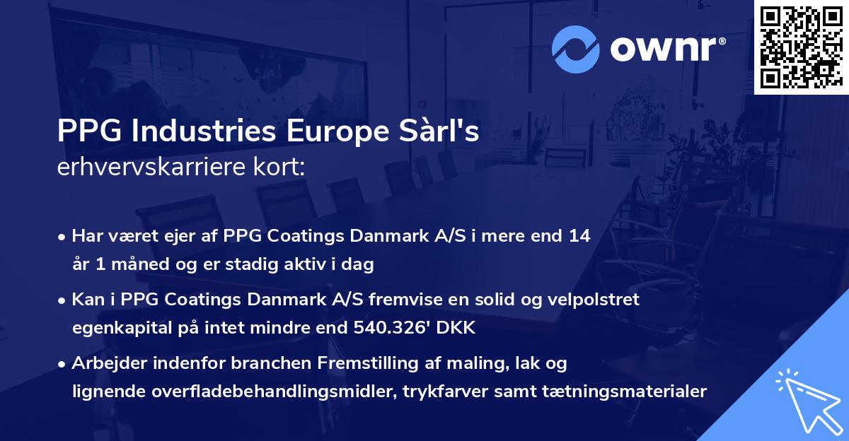 PPG Industries Europe Sàrl's erhvervskarriere kort